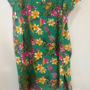 Cato Green Floral Dress with Pink and Yellow Accents